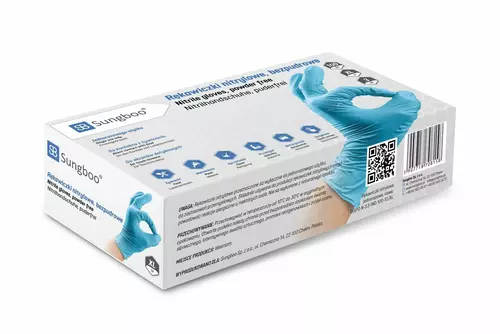 MOCNE rękawiczki nitrylowe, bezpudrowe DISPO-N, opakowanie 100 sztuk, rozmiar 7/S 1